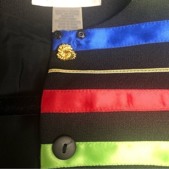 VTG 80s Jacqueline Ferrar Holiday Ready  Dressy Striped Cropped Jacket Med 10 - Picture 6 of 9